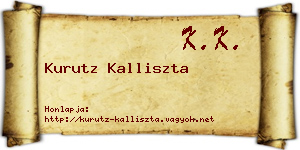 Kurutz Kalliszta névjegykártya